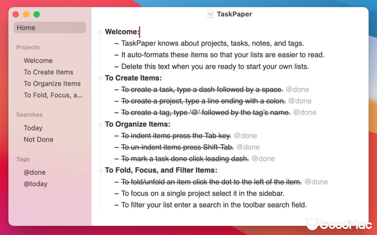 TaskPaper v3.9.4 截图