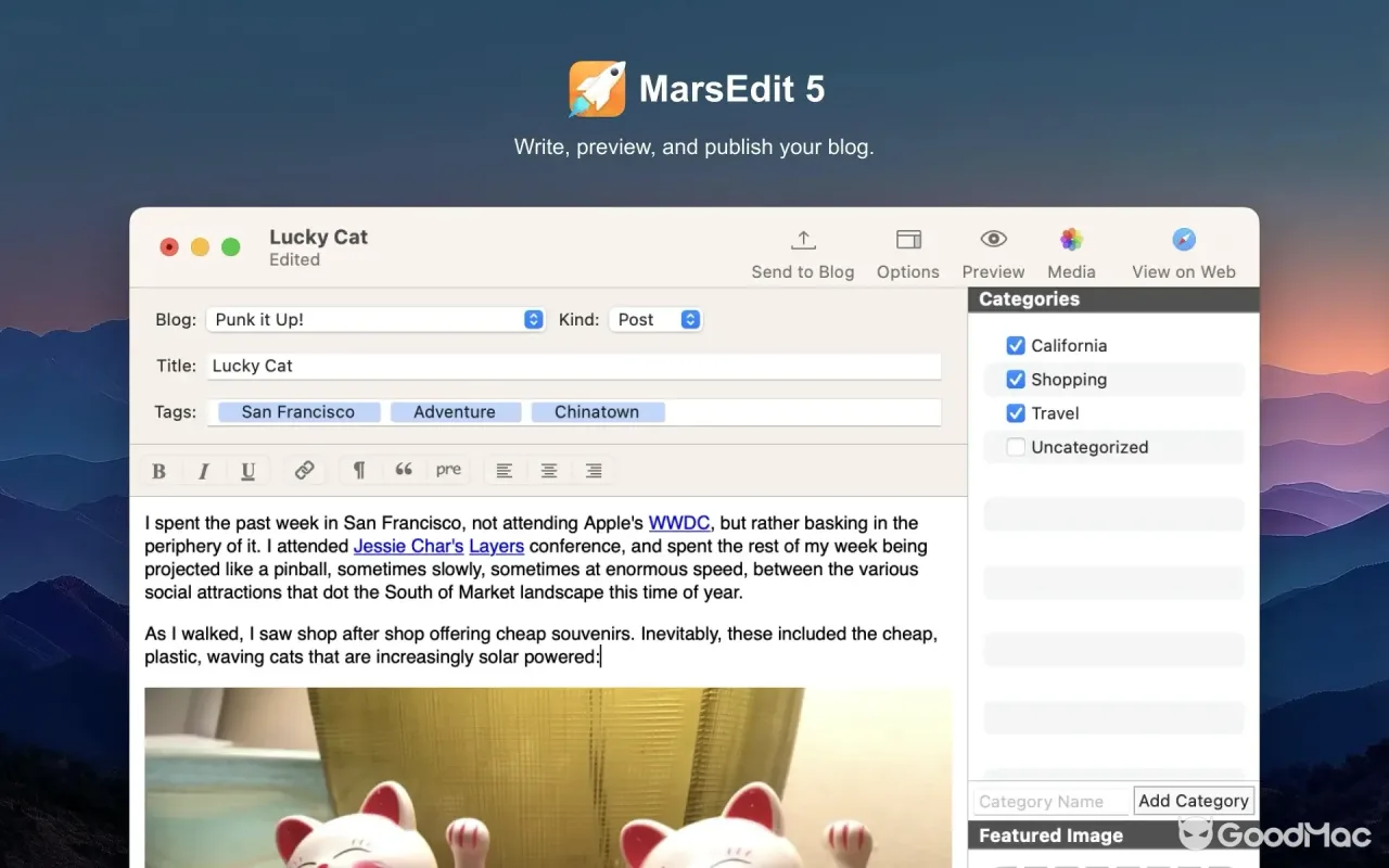 MarsEdit 5 5.4.6 截图