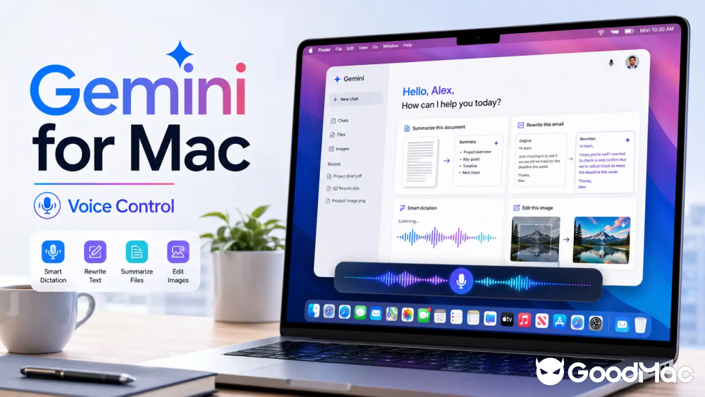 Gemini for Mac 新增语音控制：支持智能听写、文本改写和图片编辑