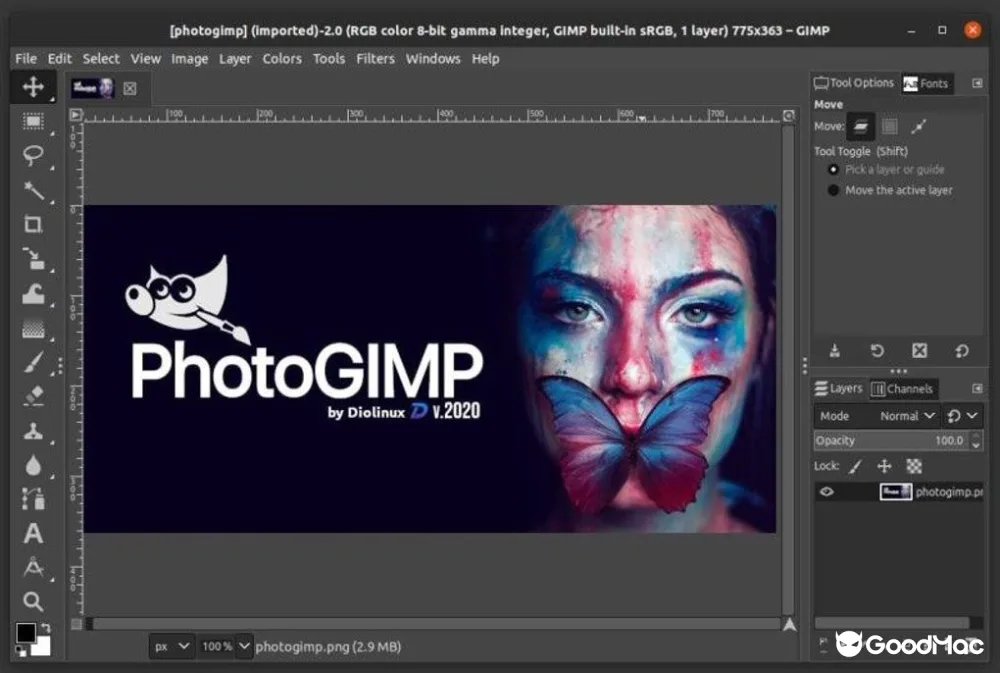 PhotoGIMP 将 GIMP 3 界面调整为类似 Photoshop 的布局